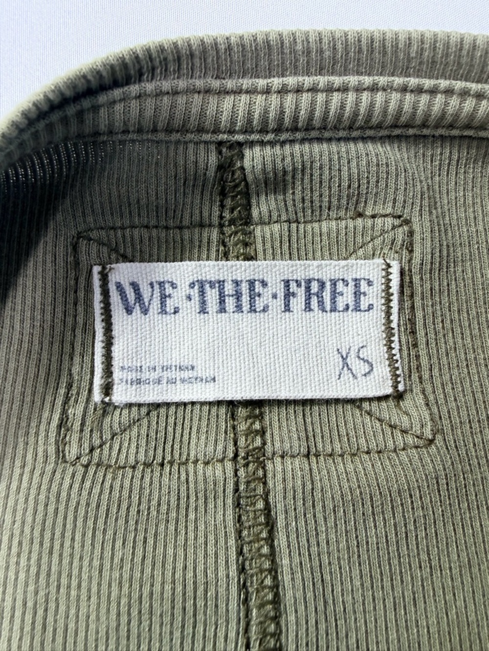 We The Free Free People Olive Ribbed 6 Button Henley Long-Sleeve Top Size XS - Picture 3 of 8